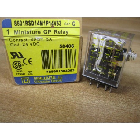 Square D 8501-RSD14M1P14-V53 Relay 8501RSD14M1P14V53