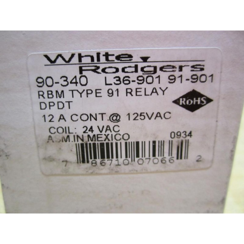 White-Rodgers 90-340 RBM Relay Type 91 DPDT 24V - Mara Industrial