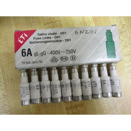 ETI D01 6A Fuse Link 2211003-01 (Pack of 10)