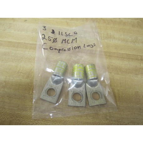 Ilsco 250 MCM Bag Of 3 Compression Lugs - New No Box