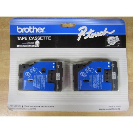 Brother TC-MOZ Tape Cassette TC-M0Z Black on Clear 2 PACK