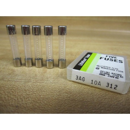 Littelfuse 312 Miniature Fuses 3AG 10A (Pack of 5)