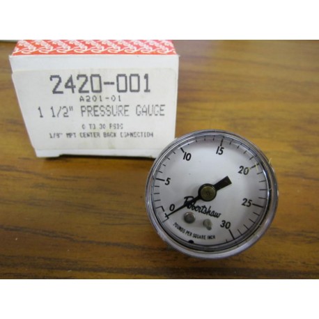 Robertshaw A201-01 Pressure Gauge 2420-001 18" NPT