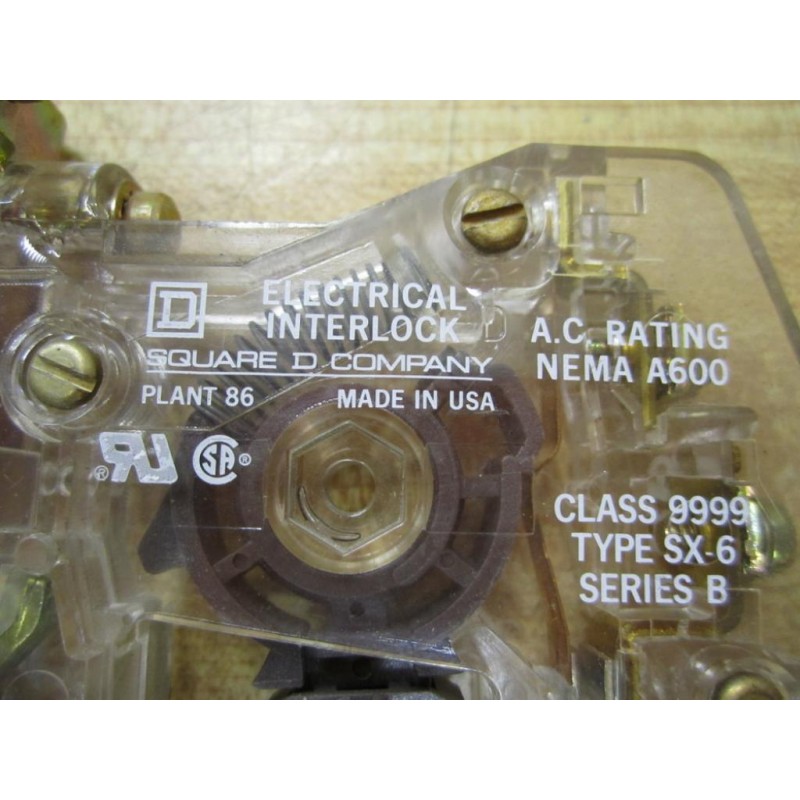 Square D 9999 SX-6 Series B Electrical Interlock NEW