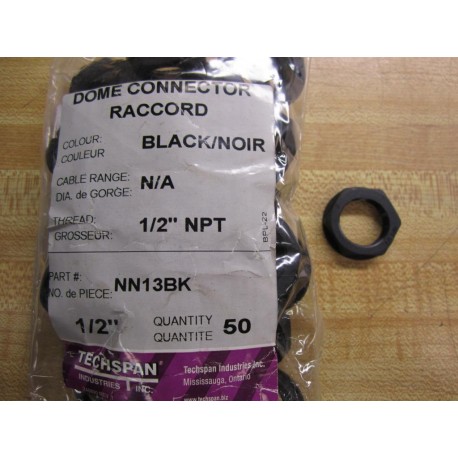 Techspan Industries NN13BK Plastic Nut 12" NPT (Pack of 50)