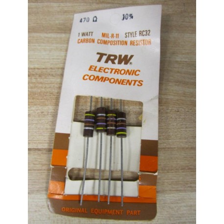 TRW Electronics Components MIL-R-11 Carbon Resistor 470 Ω (Pack of 4)