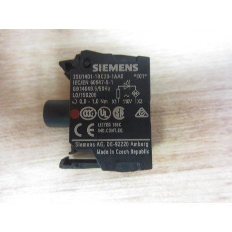 Siemens 3SU1401-1BC20-1AA0 Block 3SU14011BC201AA0 - New No Box