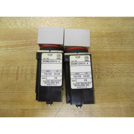 Allen Bradley 800MS-CPA16 800MSCPA16 Push Button Operator Ser A (Pack of 2) - Used