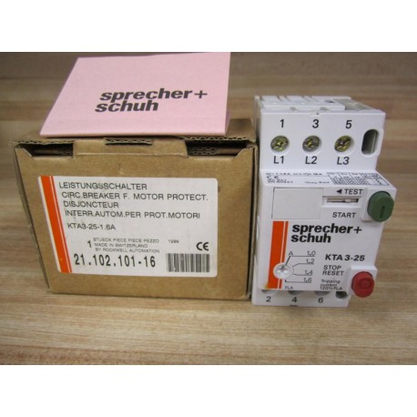 Sprecher+Schuh KTA 3-25 Circuit Breaker KTA325 1.0-1.6 A