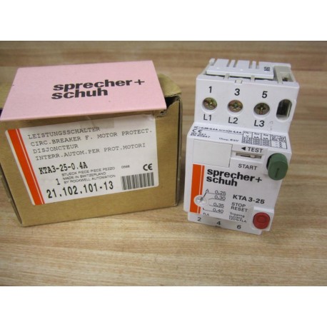 Sprecher+Schuh KTA 3-25 Circuit Breaker KTA325 0.25-0.40 A