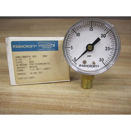 Ashcroft 20W1005PH 02L Pressure Gauge 30 PSI