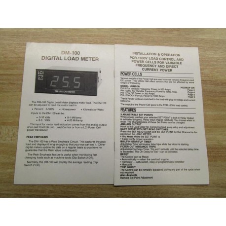 LCI DM-100 Manual For Digital Load Meter - Used