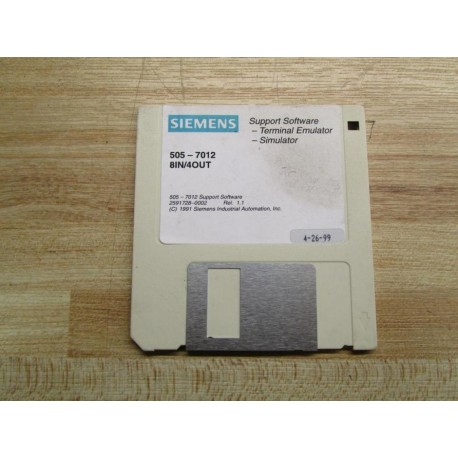 Siemens 2591728-002 Simulator Software Disk - Used