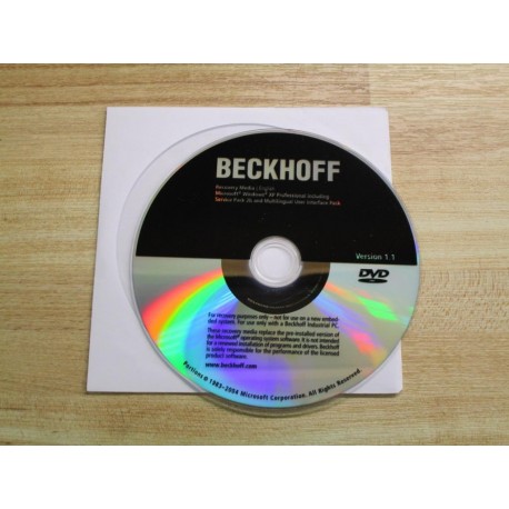 Beckoff Recovery Media Software DVD