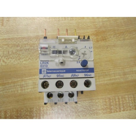 Telemecanique LR2-K0310 Overload Relay LR2K 023049 Dial Range: 2.6-3.7 - Used