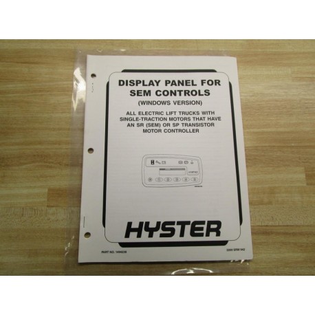 Hyster 1494238 Manual For Display Panel SEM Controls Hy-1494238 - Used