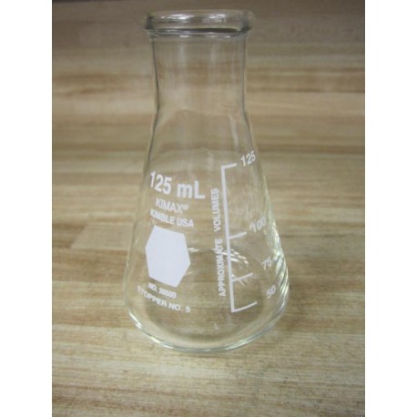 Kimble 26500-125 KIMAX 125mL Glass Erlenmeyer Flask 26500125 No Top - New No Box