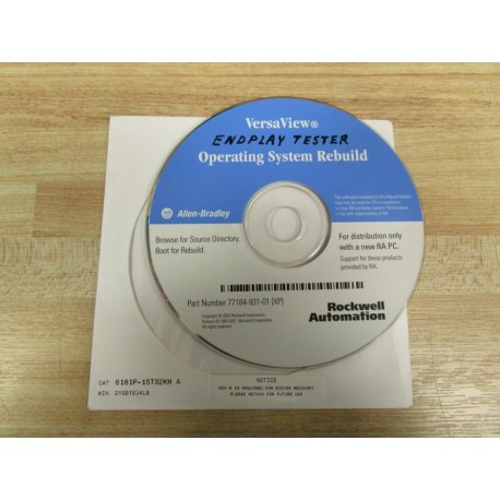 Allen Bradley 77184-931-01 (XP) Software CD 6181P-15TS2KH