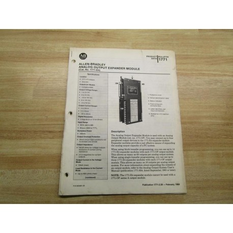 Allen Bradley 955091-35 Instruction Manual For 1771-E4 - Used