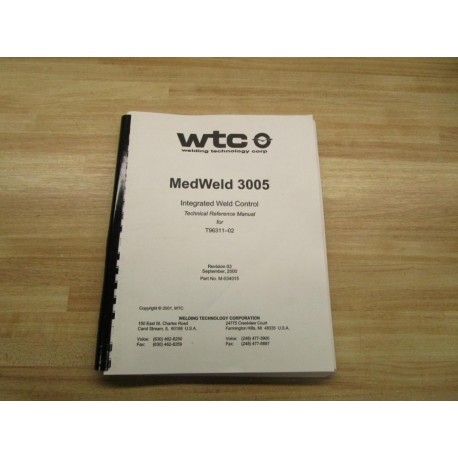 WTC M-034015 Manual For Med Weld 3005 - Used