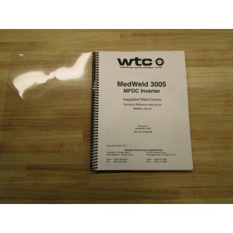 WTC M-034045 Manual For MedWeld 3005 MFDC Inverter - Used