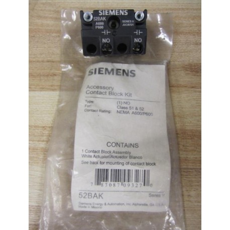 Siemens 52BAK Contact Block 6EXD5 Series H