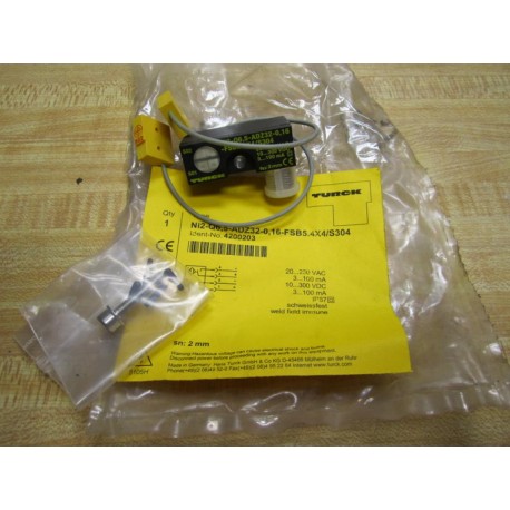 Turck Ni2-Q6,5-ADZ32-0,16-FSB5.4X4S304 Sensor 4200203