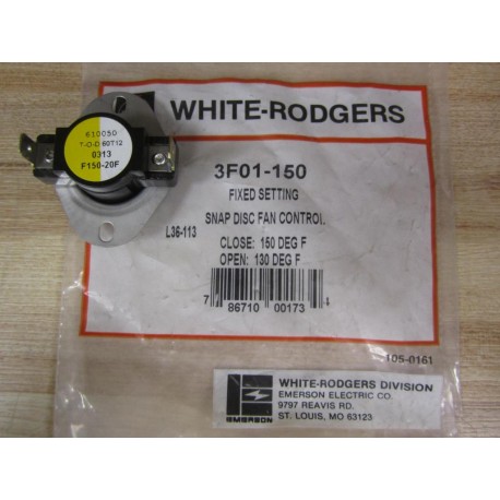 White-Rodgers 3F01-150 Snap Disc Fan Control 3F01150