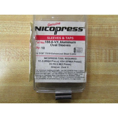 Nicopress 188-6-VX Oval Sleeve 1886VX (Pack of 10)