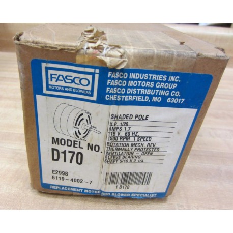 Fasco D170 Shaded Pole Motor E2998 6119-4002-7