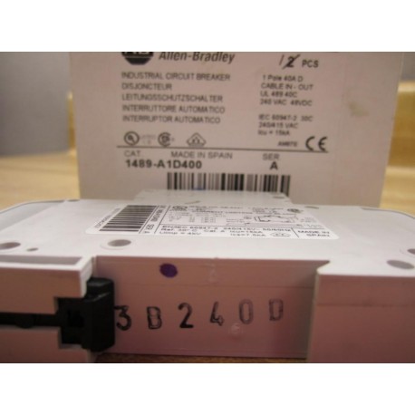 Allen Bradley 1489-A1D400 Circuit Breaker 1489A1D400 Series A