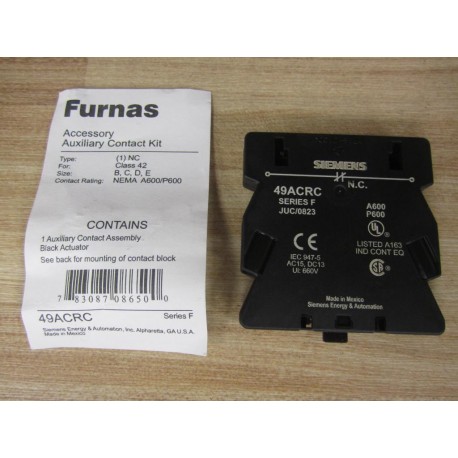 Siemens 49ACRC Furnas Auxiliary Contact Assembly - New No Box