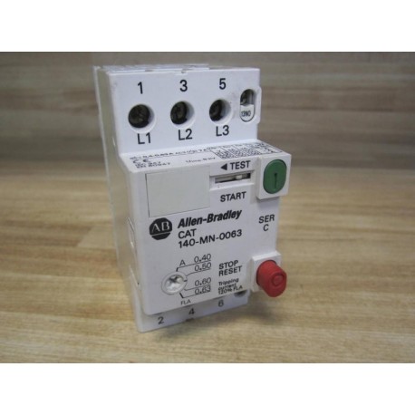 Allen Bradley 140-MN-0063 Motor Starter 140MN0063 Ser C, W140-A10 - New No Box
