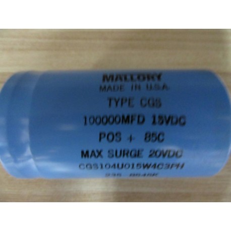 Mallory CGS104U015W4C3PH Capacitor - New No Box