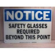Brady 47334 Safety Glasses Sign - New No Box