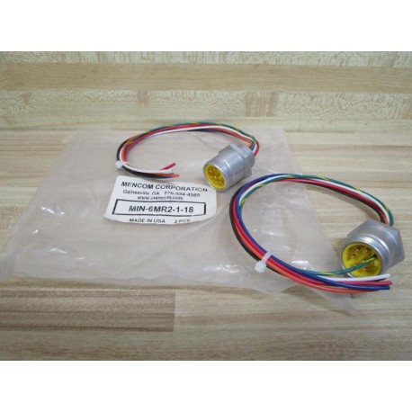 Mencom MIN-6MR2-1-18 6 Pol Sz 2 Male  Recp 1' 18AWG (Pack of 2)