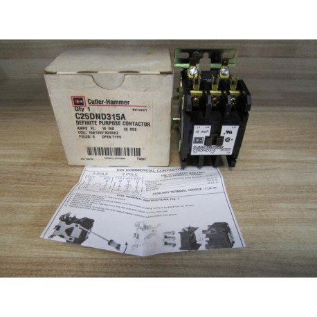 Cutler Hammer C25DND315A Eaton Definite Purpose Contactor