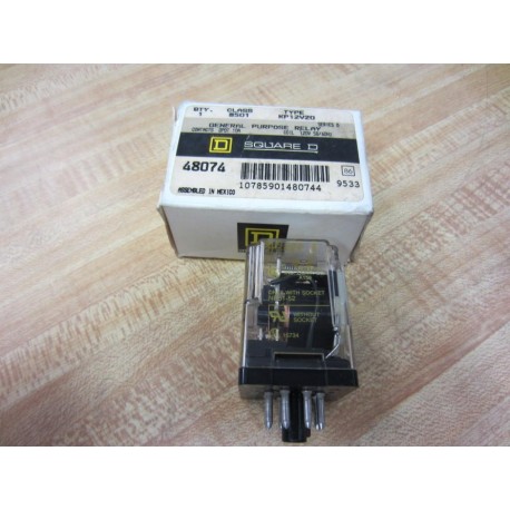 NEW SQUARE D GENERAL PURPOSE RELAY 120V COIL SERIES D 8501 KP12V20   48074 