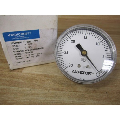 Ashcroft 25W1005 H 02B VAC Vacuum Gauge 25W1005H02BVAC