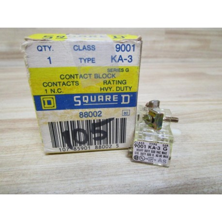 Square D 9001-KA3 Contact Block 9001KA3 Series G