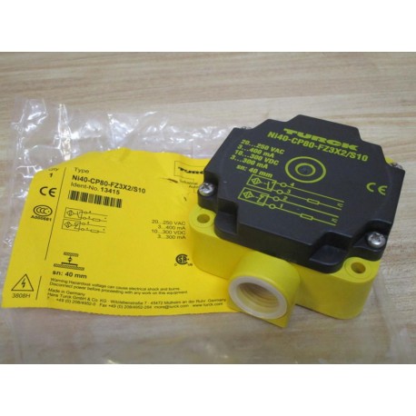 Turck NI40-CP80-FZ3X2S10 Sensor NI40CP80FZ3X2S10 13415