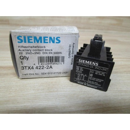 Siemens 3TX4422-2A Auxillary Contact Block 3TX44222A