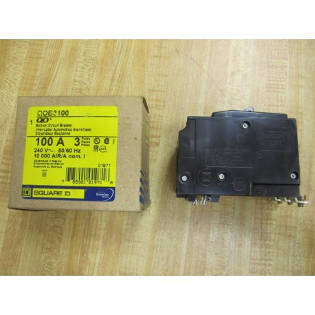 Square D QOB3100 Bolt On Circuit Breaker 100A 3 Poles 240V