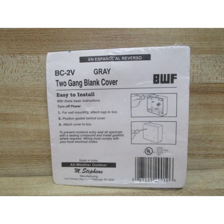 BWF BC-2V Two Gang Blank Cover