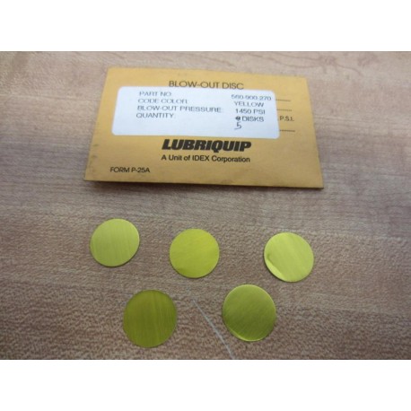 Lubriquip 560-900-270 Blow Out Pressure Disk 560900270 (Pack of 5) - New No Box