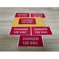 Hazard Danger SignSticker 120 VAC (Pack of 5)