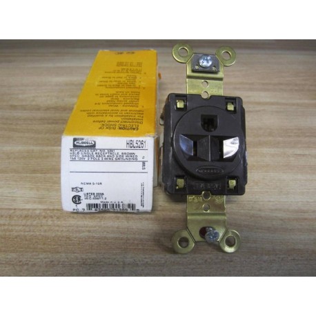 Hubbell HBL 5261 Single Receptacle HBL5261 15A 125V