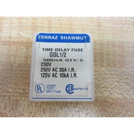 Ferraz Shawmut GDL 12 Time Delay Fuse GDL12 (Pack of 5)