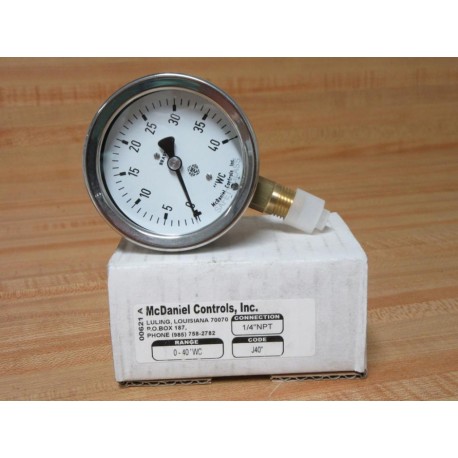 McDaniel Controls J40 Gauges 00621A 0-40 "WC