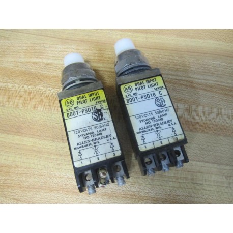 Allen Bradley 800T-PSD16W Pilot Light 800TPSD16W (Pack of 2) - Used